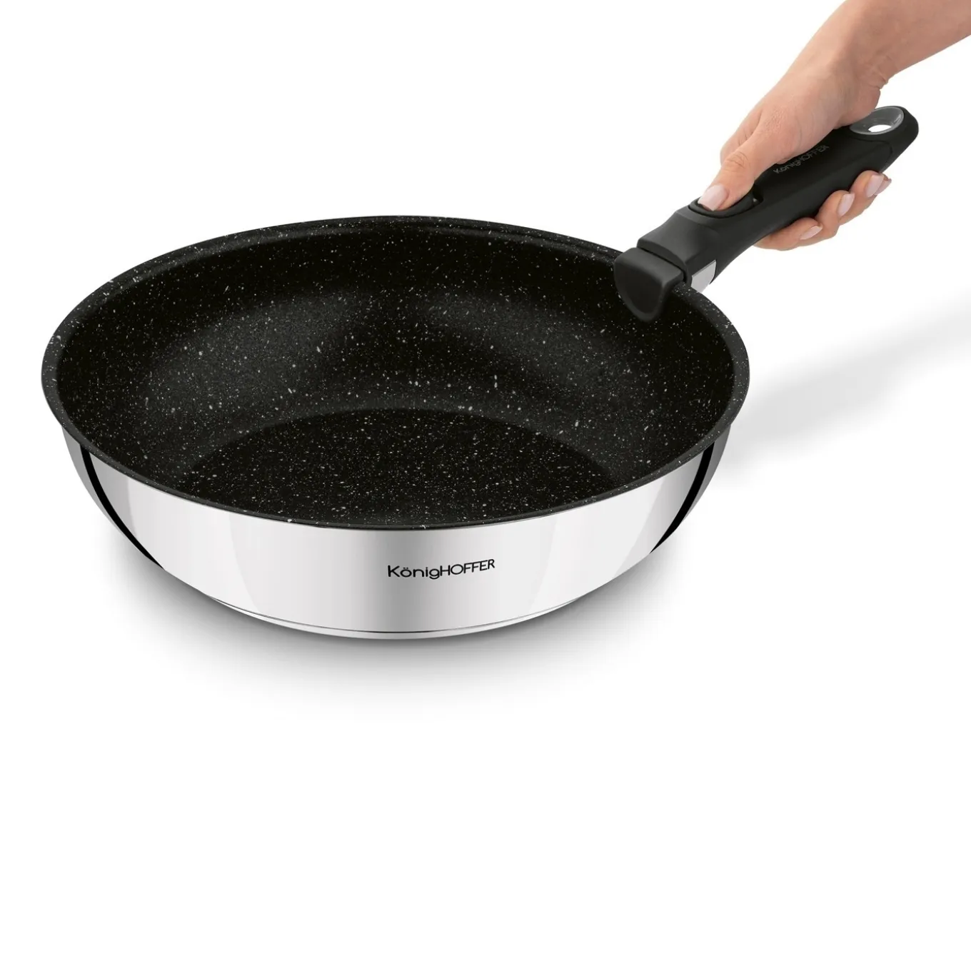 Zestaw 3 patelni głębokich z odpinaną rączką Konighoffer Colate 20 cm 24 cm 28 cm