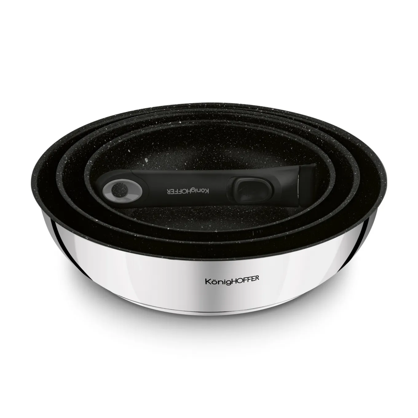 Zestaw 3 patelni głębokich z odpinaną rączką Konighoffer Colate 20 cm 24 cm 28 cm