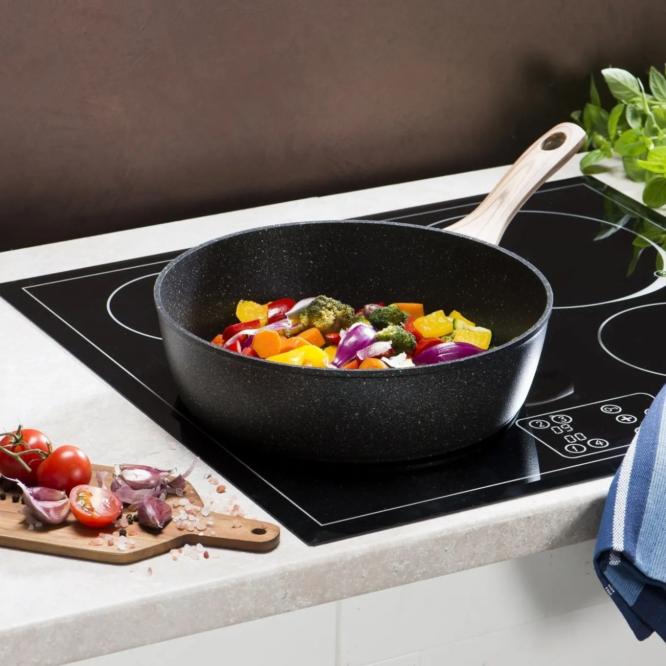 Zestaw 3 patelni granitowych głębokich Konighoffer Pescado 20 24 28 cm