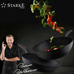 Zestaw 3 patelni granitowych głębokich Starke Pro Piccante 20 cm 24 cm 28 cm
