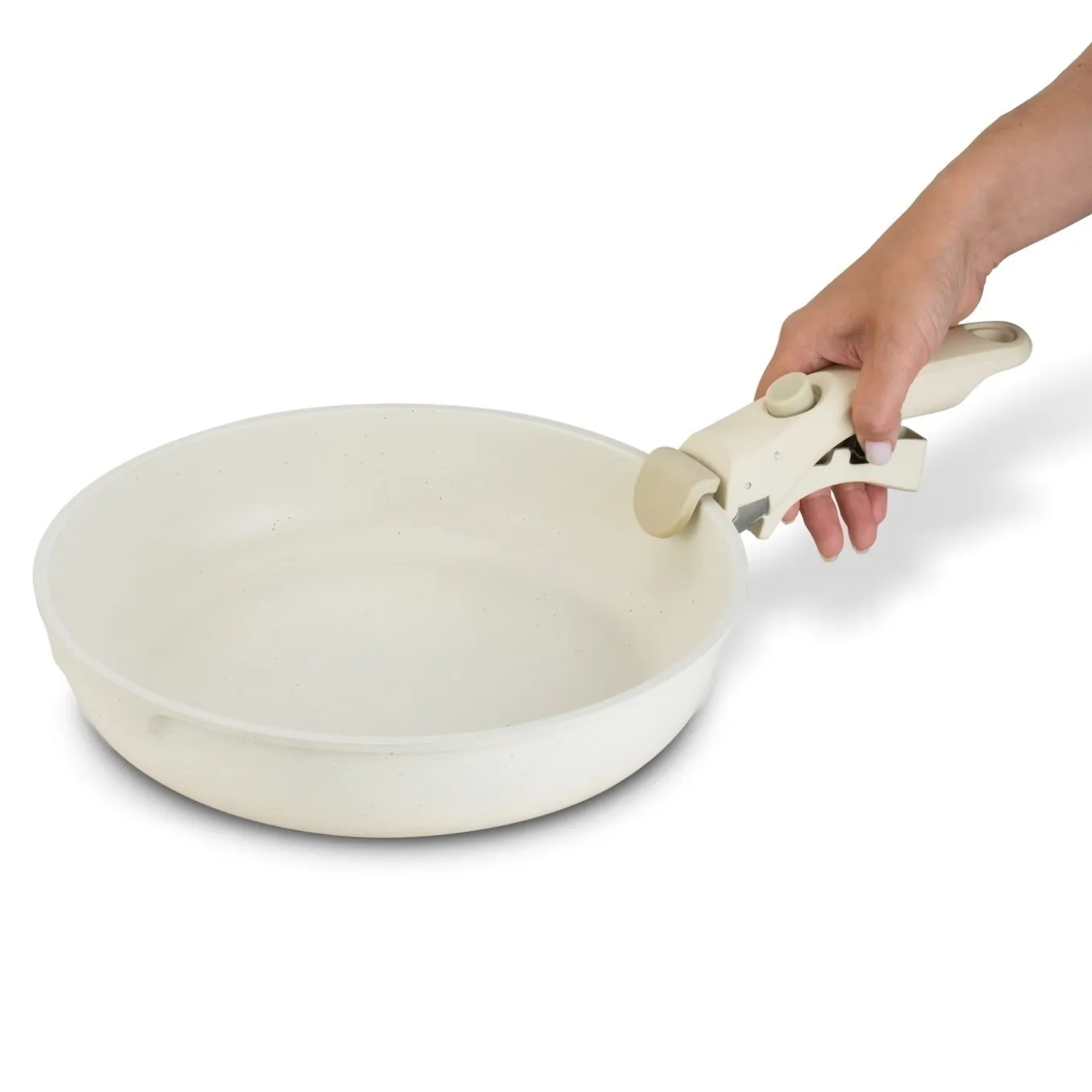 Zestaw 3 patelni Starke Pro Compacti Cream 4 elementy odpinany uchwyt