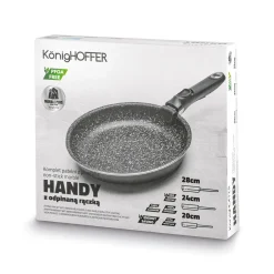 Zestaw 3 patelni z powłoką marmurową i odpinaną rączką Konighoffer Handy 20 cm 24 cm 28 cm