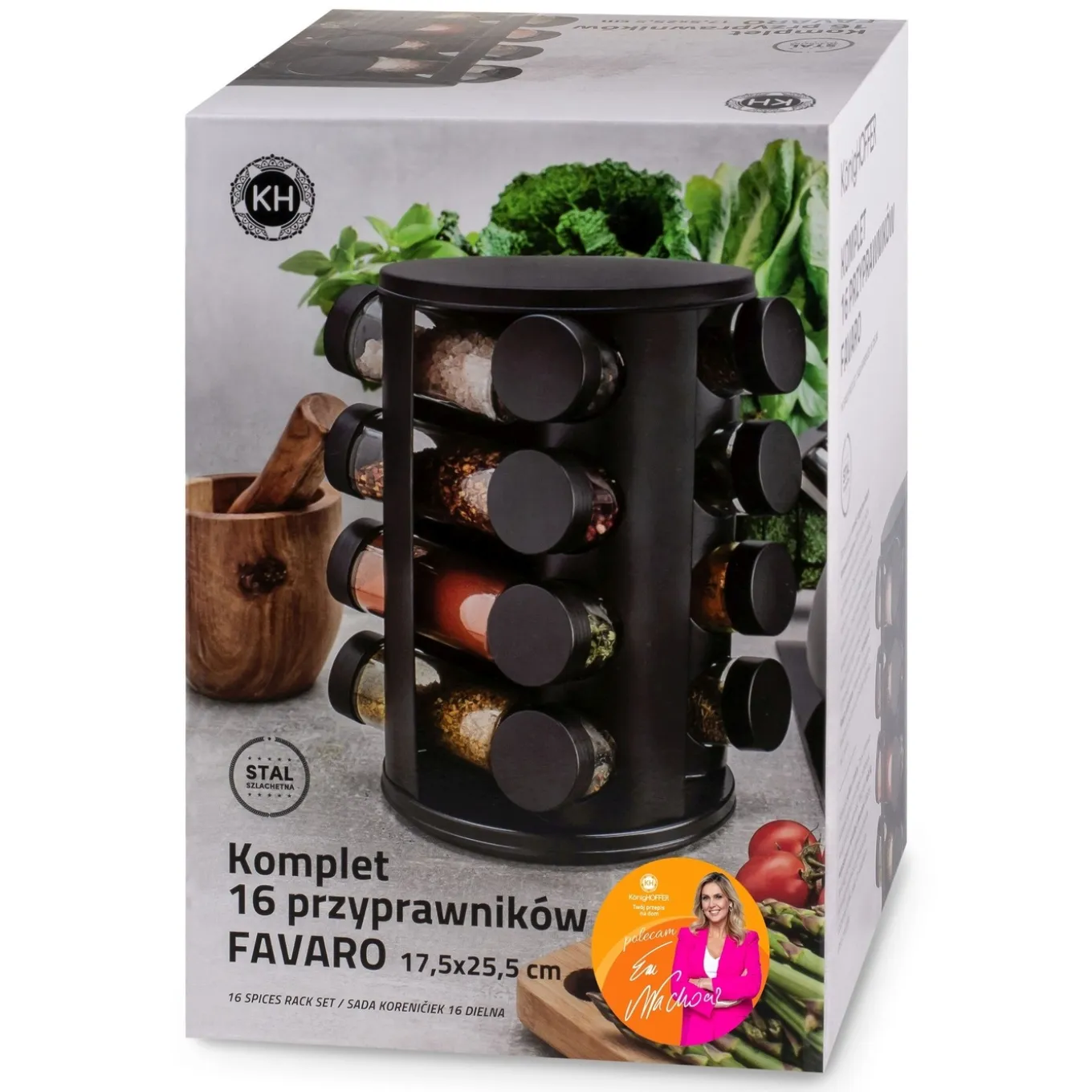 Zestaw przyprawników Konighoffer Favaro 16 elementów czarny