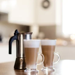 Zestaw 6 szklanek Tadar Caffee Latte 250 ml i 6 złotych łyżeczek koktajlowych