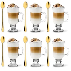 Zestaw 6 szklanek Tadar Irish 240 ml i 6 złotych łyżeczek koktajlowych