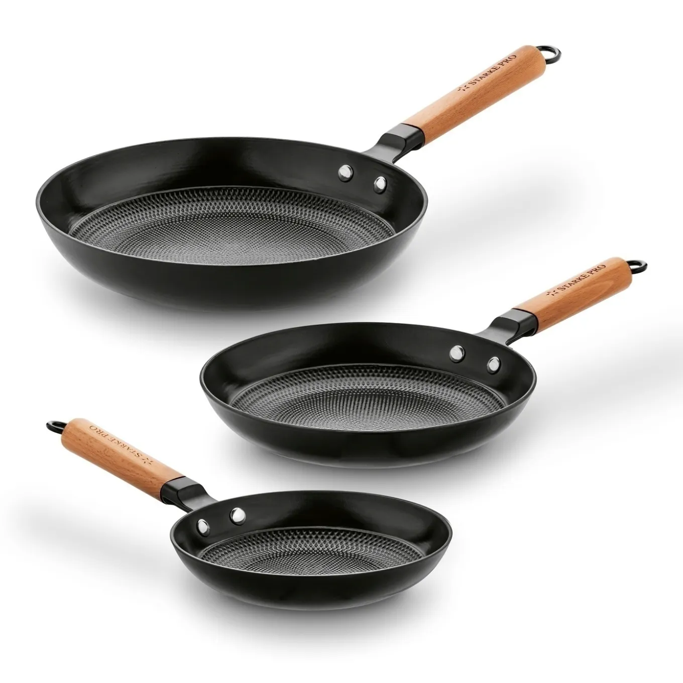 Zestaw trzech patelni żeliwnych Starke Pro Hanoi 20 cm 24 cm 28 cm